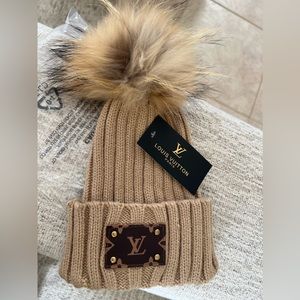 Up cycled LV on Beanie hat